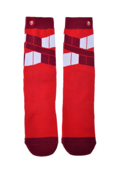 Mens The Flag. Red Knitted Crew Socks Fun Dress